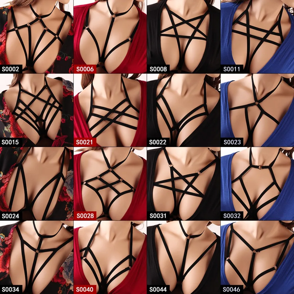 

Pentagram Belt Women Body Harness Top Cage Pastel Goth Punk Underwear Strappy Elastic Adjust Plus Size Dance Festival Rave