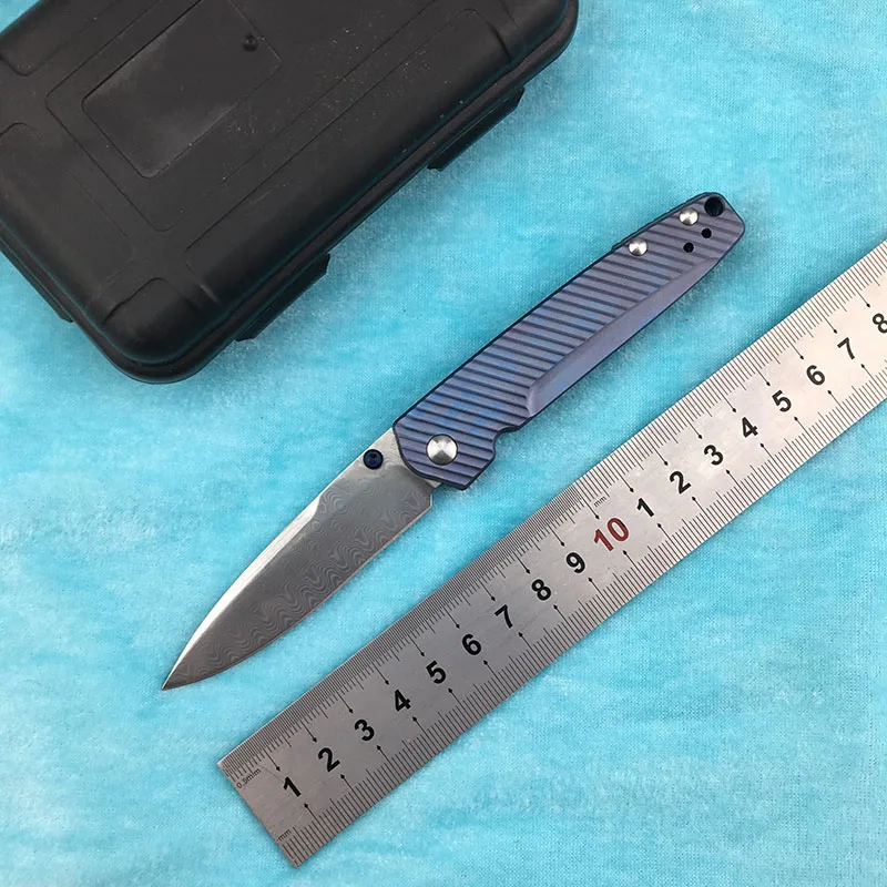 

LEMIFSHE AXIS 485 Damascus Pattern Blade Titanium Handle Foldable Knife Camping Pocket Survival Hunting EDC Tools