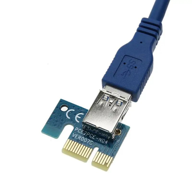 PCI-E Riser Card PCI Express 1X to 16X Adapter SATA 4Pin Molex Power USB 3.0 Cable for Miner Bitcoin Mining BTC