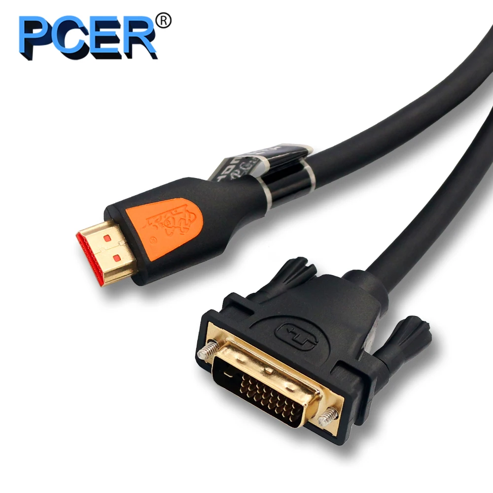 PCER HDMI-DVI Кабель-Кабель HDMI аудио-видео кабель DVI HDMI штекер-Мужской кабель для ПК монитор HDTV проектор DVI24+ 1 штекер