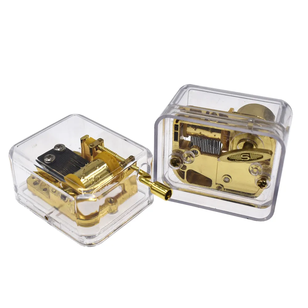 

Laxury Musical Box Couple Hand-crank and Spring Up Plastic Music Box Tune lilium From Elfen Lied