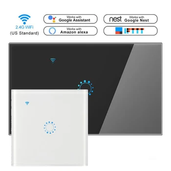 

WiFi Smart Wall Touch Remote Contro Switch Timing Function Compatible with Alexa 86/120 Type Switch(1 gang)