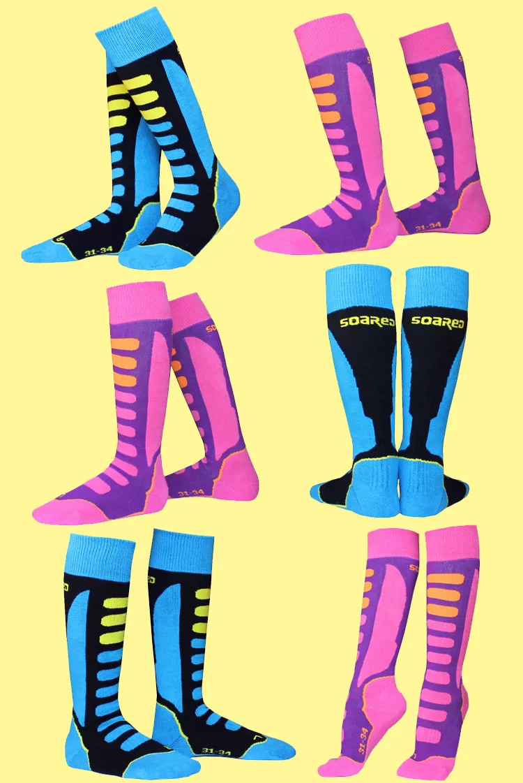 Зимние теплые детские лыжные носки, хлопковые носки для сноуборда, велоспорта, катания на лыжах, футбола, термо-носки