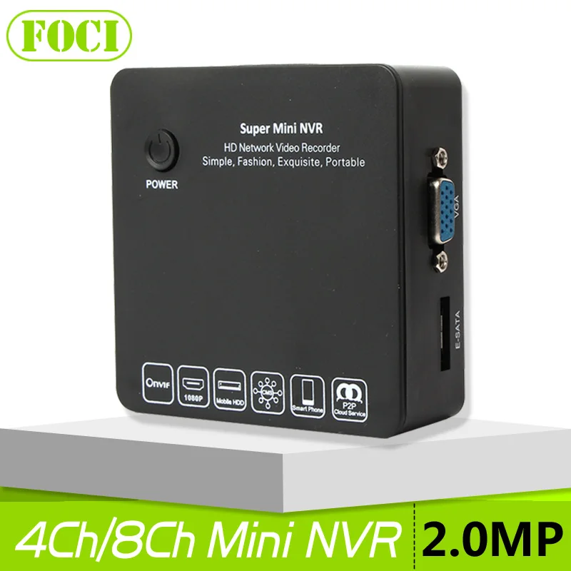 1080P 720P ONVIF Mini NVR 4CH 8CH DVR HD Network Video Recorder E-SATA 1HDD 5V 2A P2P For IP Camera With HDMI VGA Output
