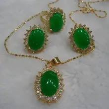 Модные ювелирные изделия с зелёными камнями подвеска для ожерелья и сережек кольцо 7-9# набор кварцевые тонкие покрытые Свадебные широкие часы крылья королева