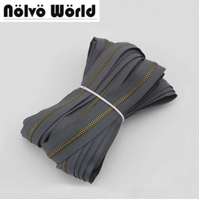 

15Yards/lot 63 colors 5# two way metal BRONZE teeth customize color DIY antique metal zipper accessory for bags,garments sewing