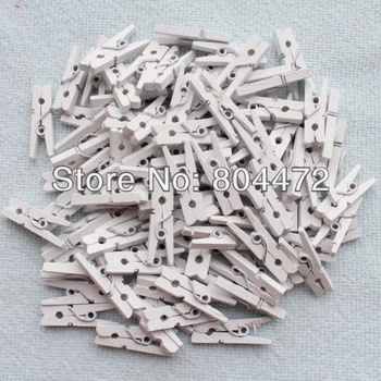 

x500 Wooden Clothespin 25mm | White Mini Pegs | Wood Crafts for Christmas Rustic White Wedding Party Decoration Banner Clips