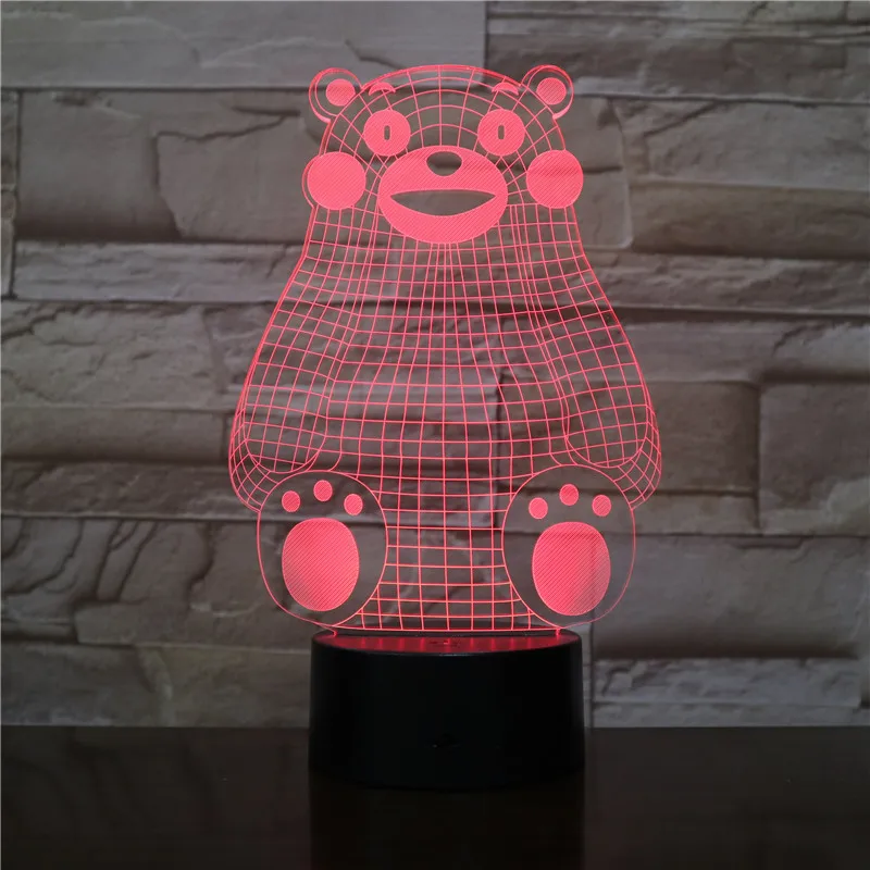 3D лампа в форме медведя Kumamoto детская игрушка светодиодная сенсорная Настольная с