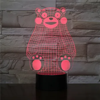 

Kumamoto Bear Shape 3D Lamp Kids Toy LED Remote Control Touch Table Lamp 7 Colors Flashing LED Light Home Decorations Drop Ship