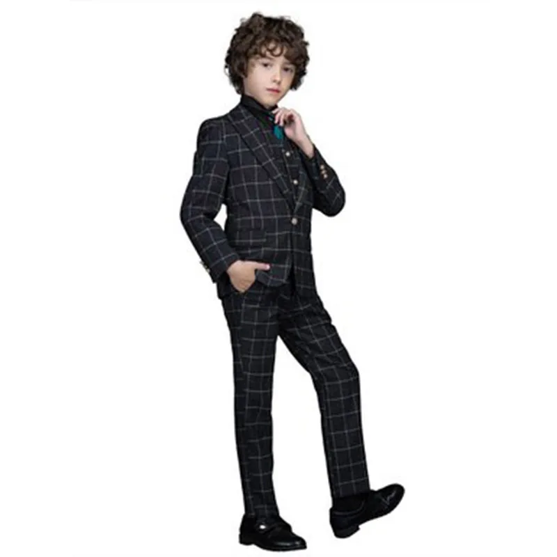 

High Quality Elegant Costume Mariage Garcons Kid Tuxedos Boy's Worsted Black Color Regular Special Wedding Boys' Attire BA004