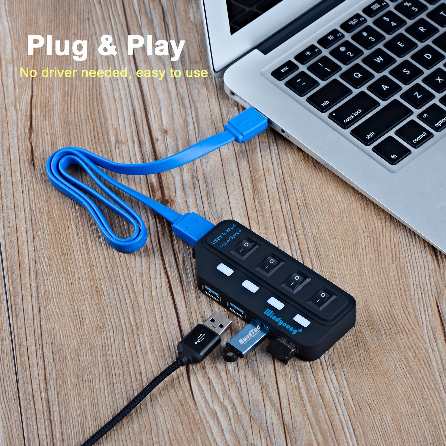 4-Порты и разъёмы USB Hub 3,0 High Скорость 5 Гбит концентратор USB 3,0 с коммутатором светодиодный многопортовый usb-адаптер для портативных ПК США/ЕС Мощность дополнительного адаптера