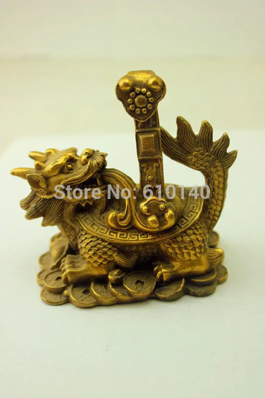 

Lovely China Fengshui Bronze Money Dragon tortoise auspicious Ruyi statue