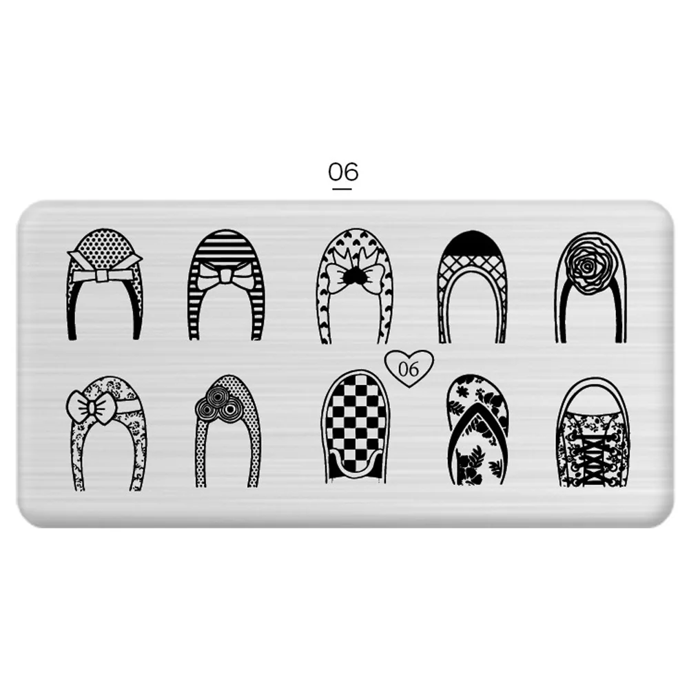 1 Pcs Nail Art Stamp 24 Styles Stamping Image Plate 6*12cm Stainless Steel Nail Template Manicure Stencil Tools - Цвет: 06