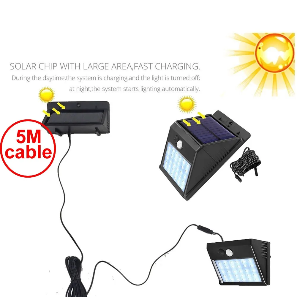 

30 leds solar light led bulb split panel PIR motion sensor flame torch strips outdoor street wall security camps waterproof lamp