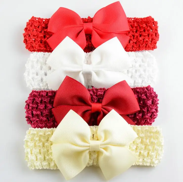 kids Hair Bow Headband DIY Satin Ribbon Bow Elastic Headband for
