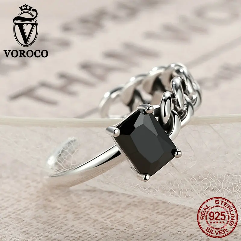 Voroco Настоящее стерлингового серебра 925 черные туфли высокого качества