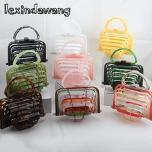 Акриловые женские сумки, летние пляжные сумки, складные корзины, радужные шикарные полые ПВХ дамские сумочки, маленькие Мини-фонари, жемчужная сумка