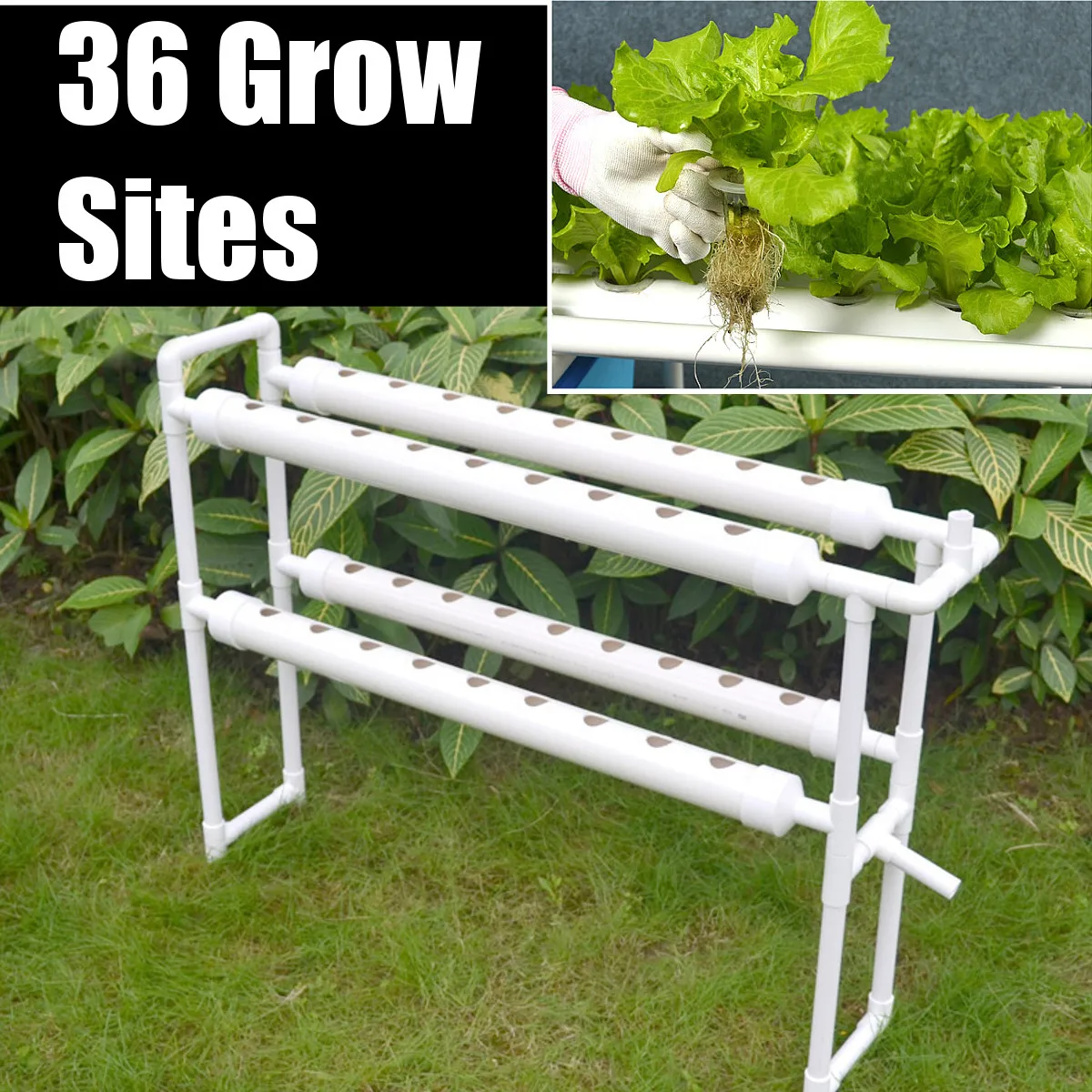 Plastic Hydroponic Grow Kit 220V 36 Sites 4 Pipes 2-Layer Garden Plant Vegetable Tools Box Nursery Pots Rack Garden Supplies