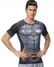 Red Plume Men’s Compression Tight Fitness Shirt, Superman Batman Armor Sports T-shirt