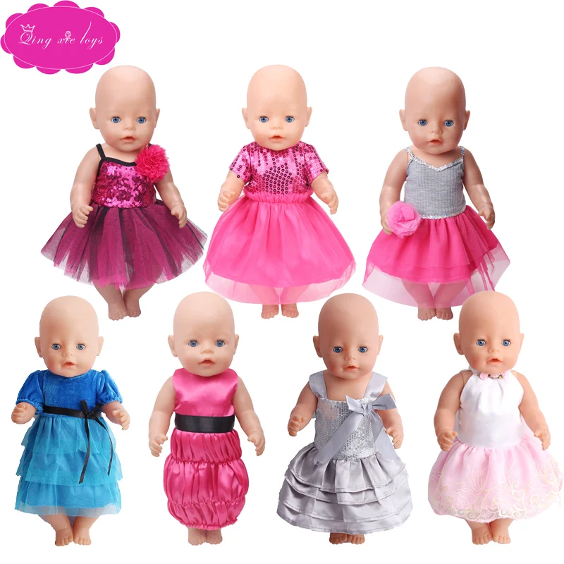 

Doll clothes fashion 7 style party dresses fit 18 inch Girl dolls and 43 cm baby dolls 136-f419