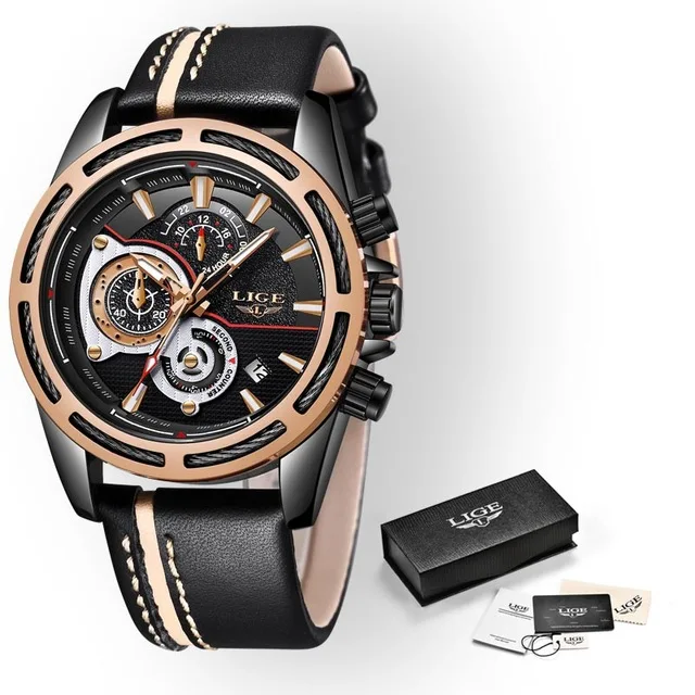 

LIGE Watch Men Fashion Quartz Army Military Clock Mens Watches Top Brand Luxury Leather Waterproof Sport Watch Relogio Masculino