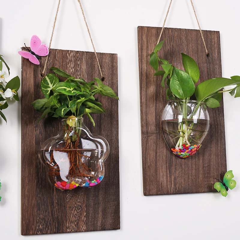Подвесная стеклянная ваза, подвесной горшок, контейнер, украшение на стену, на стену, на роль литературных гидропонных растений