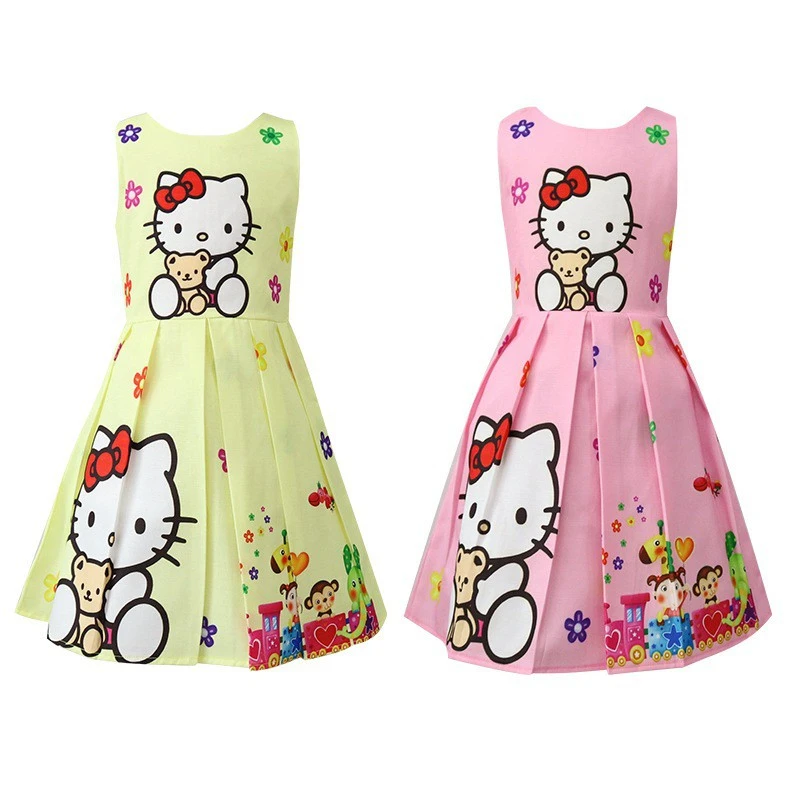 Shinkan Jongleren Wiens Girls Hello Kitty sleeveless princess dress party dress|Dresses| -  AliExpress