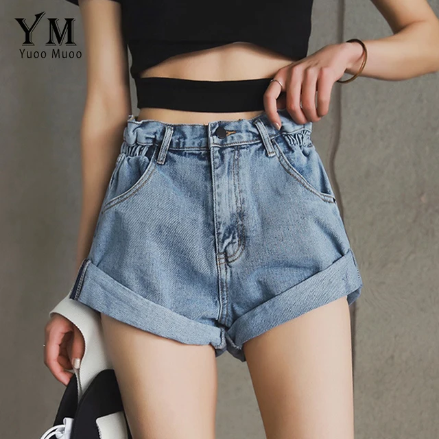US $11.94 YuooMuoo Vintage High Waist Crimping Denim Shorts Women 2019 Korean Style Casual Shorts Jeans Summe