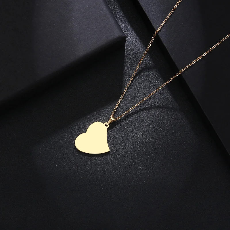 CACANA Stainless Steel Necklace For Women Man Lover's Real Heart Gold And Silver Color Pendant Necklace Engagement Jewelry
