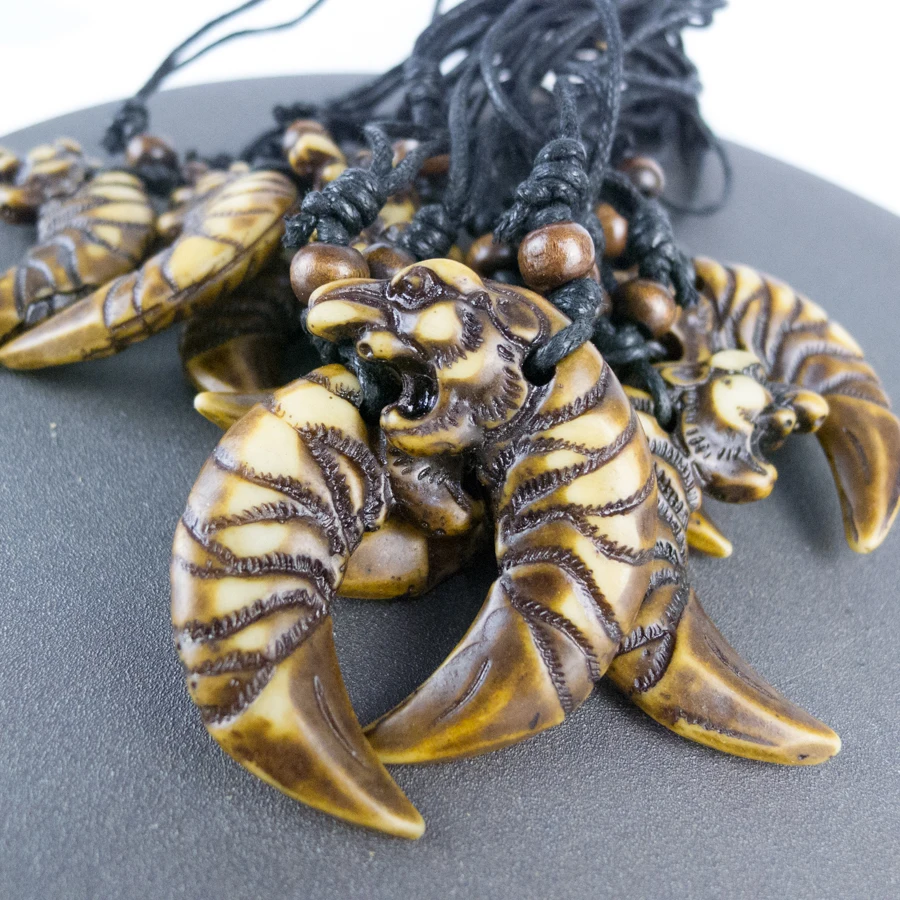 

Retro Way Lion Pendants limitation Yak Bone Material Bone Art Necklace Pendant Vintage Men's adjustable Rope Necklaces #GZ201