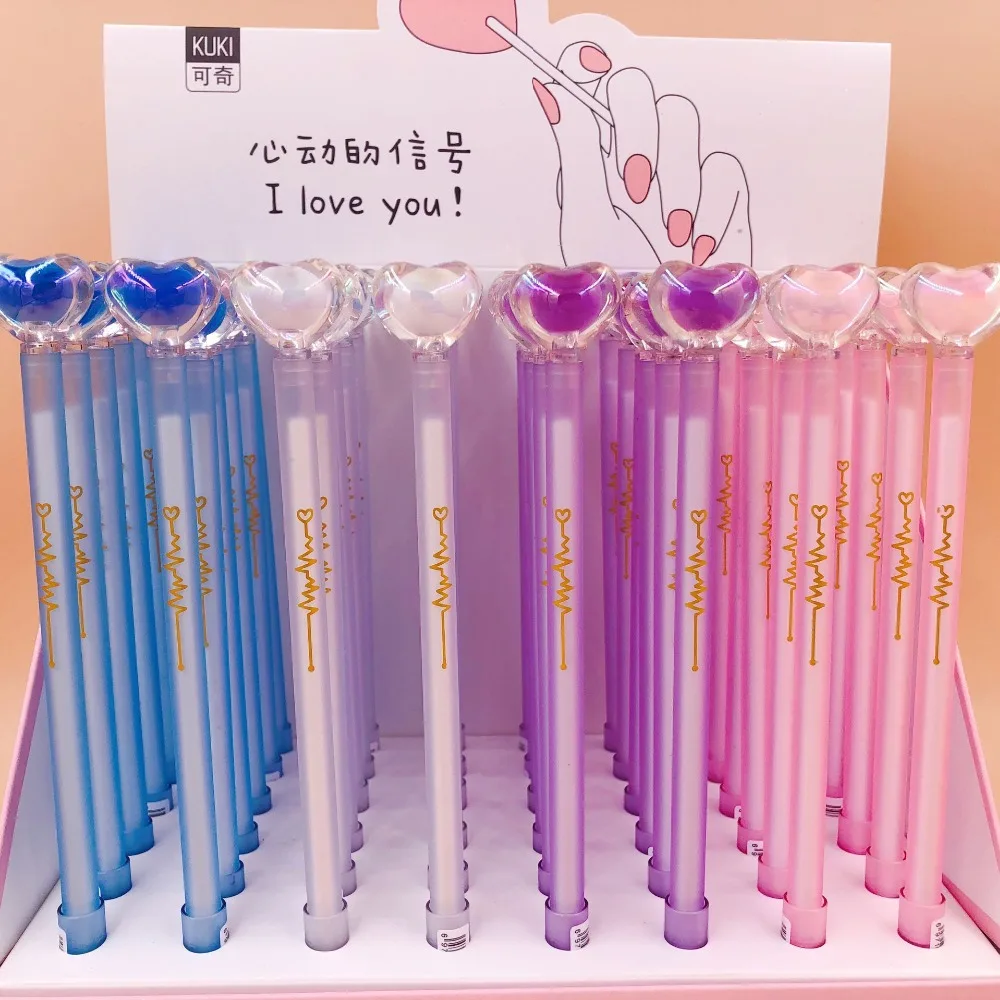 

48pcs/lot Cute Cartoon Crystal Love Gel Pen Korea Creative Water Ink Pen Sign Pen School Office Gift Pen
