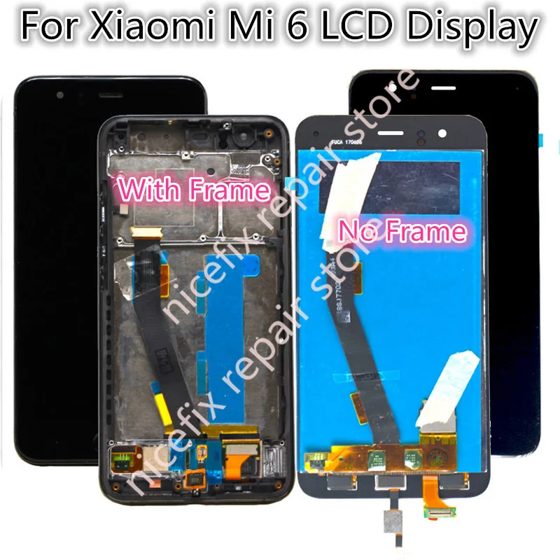 Black Color : Gold Lingland Cell Phone kit No Fingerprint Identification for Xiaomi Mi 6 LCD Screen and Digitizer Good Assembly Screen Overall Assembly 