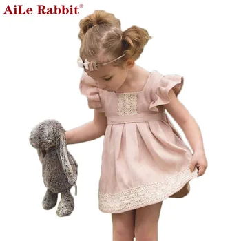 

INS Summer Cute and sweety children's clothing baby pink lace lotus leaf dress princess dress 1-2 years old dress for girls