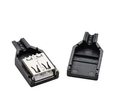 100 шт. USB женская головка с пластиковой оболочкой типа A 4Pin три Зарядное устройство