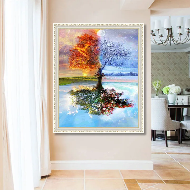 DIY Frameless 5D Diamond Painting Cross Stitch Four Seasons Tree Art Handcraft Rhinestone Cross Embroidery Stitching Home Decor (5)