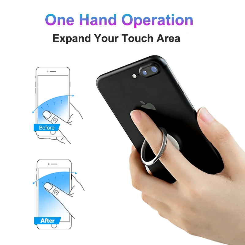 Luxury 360 Degree Metal Finger Ring Holder Smartphone Mobile Phone Finger Stand Holder For iPhone Xs Max X Xr 8 7 Samsung Xiaomi