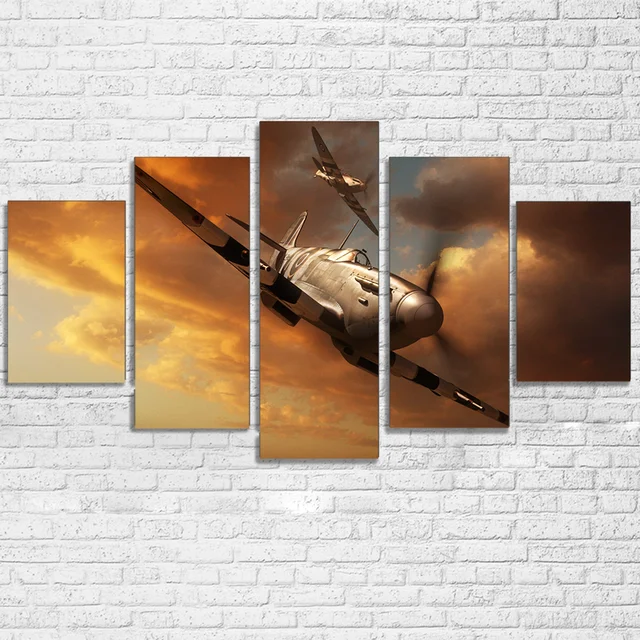 Canvas Home Decor For Living Room Wall Art Frame HD Printed Pictures 5 Pieces Airplane Painting Aircraft Landscape Poster PENGDA