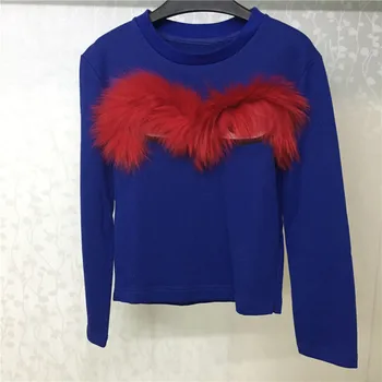 

Women Blue Sweatshirt Autumn Casual O-neck Lady Long Sleeve Sweatshirt 2018 High Quality Cotton Sweatshirt