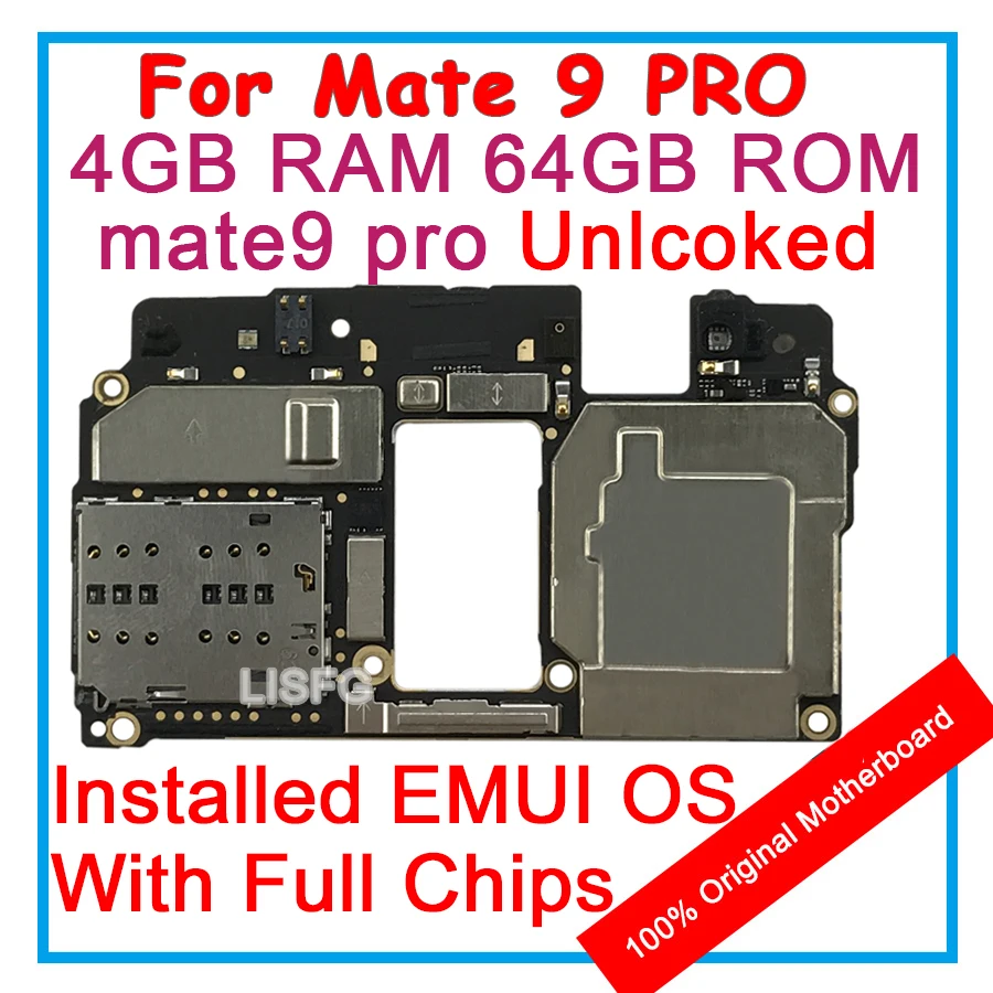 

4GB RAM 64GB ROM For HUAWEI Ascend MATE 9 PRO Motherboard 100% Unlocked Original Mainboard EMUI Logic Board With Full Chips