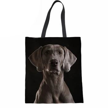 

Women Handbags Coth Bag 3D Dog Weimaraner Print Reusable Folding Shopping Bag for Ladies Girls Canvas Bags For BeachBag
