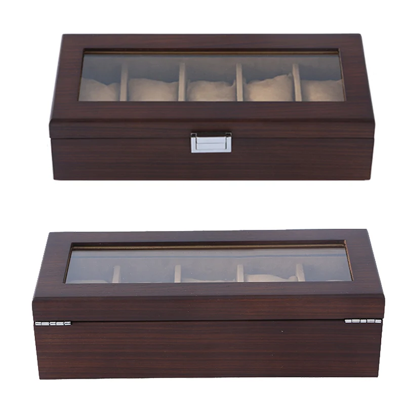 Роскошная деревянная коробка для часов ручной работы с 5 сетками, чехол для часов, коробка для хранения часов