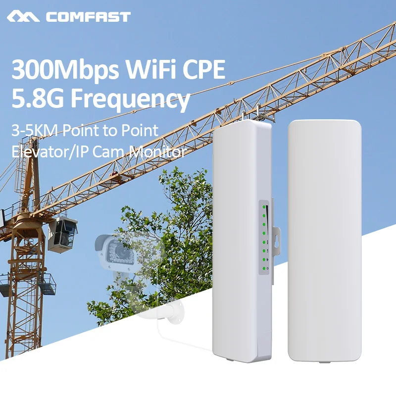 

2pc 5.8Ghz Outdoor Wireless Access Point 300Mbps Outdoor WiFi Repeater Bridge AP 2*14dbi Directional Antenna Wi-fi Amplifer