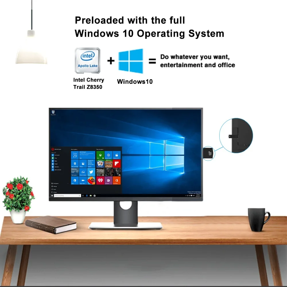 T6 pro intel Z8350 windows10 мини ПК 4 Гб 64 Гб двойной Wi-Fi Bluetooth 4,0 USB3.0 карман pc stick