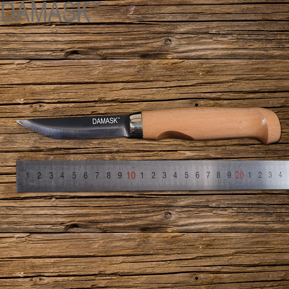 Дешевый Дамаск высокоуглеродистой Сталь открытый Ножи Цвет деревянной ручкой острое лезвие боевой и туристический нож Ручные инструменты для выжи...