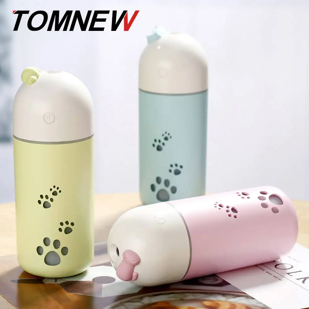 

TOMNEW USB Mini Cool Mist Humidifiers 220ML Portable Ultrasonic Two-Modes Air Diffuser with LED Night Light for Home Office Car