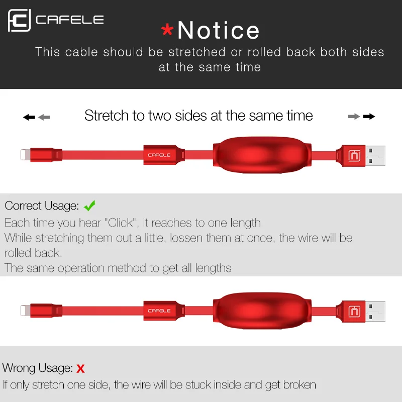 CAFELE 3 in 1 Retractable USB Cable charger Micro Type C 8 Pin USB cable for iPhone samsung huawei xiaomi Data Sync USB Cable