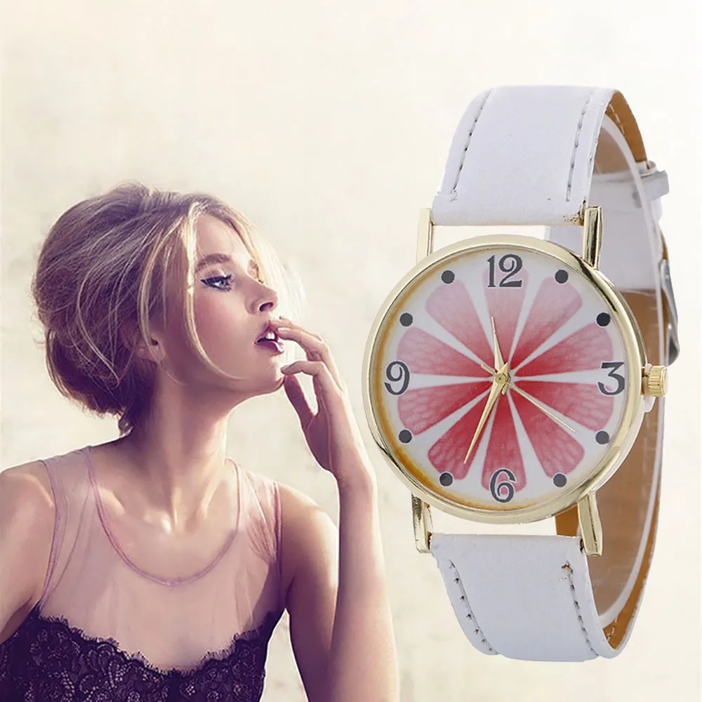 

Women Creative Pattern Quartz Watch Leather Strap Belt Table Watch Reloj de dama Женские час W