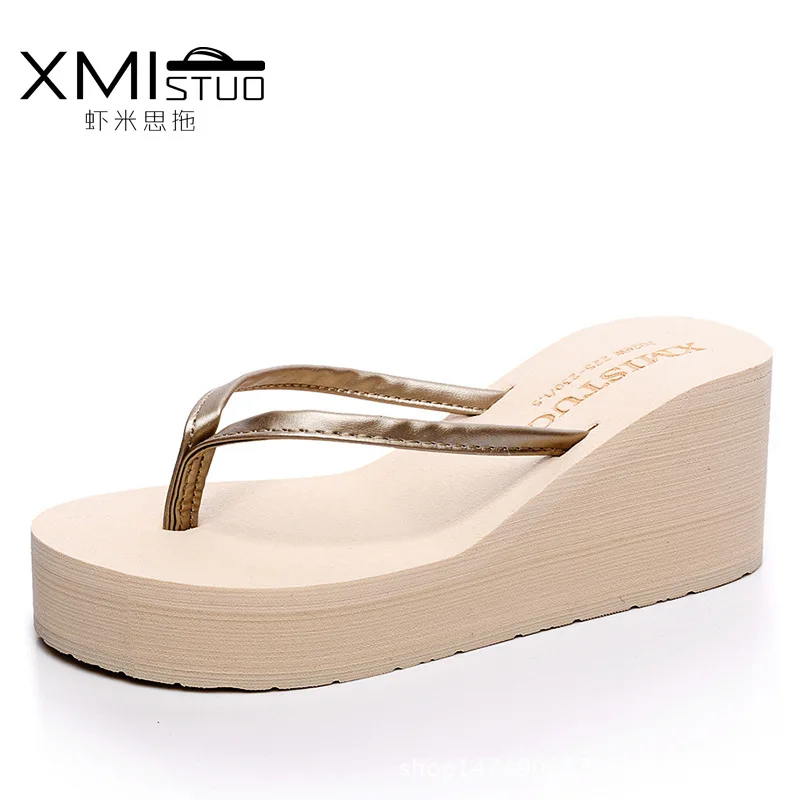

XMISTUO Brand Women Flip Flops Wedges Platform Slippers Beach Thick Heel Sandals Wedge Slippers Wedges Slides Women Summer Shoes