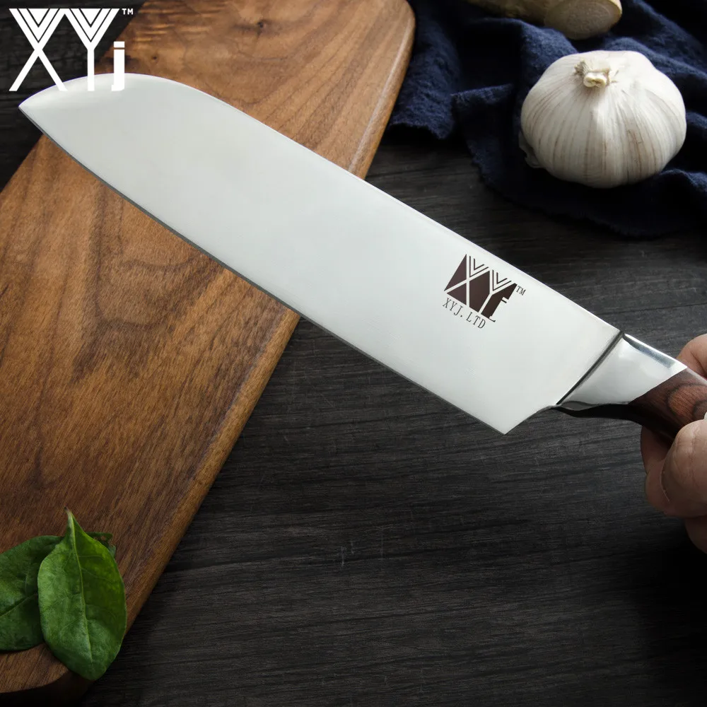 Кухонные ножи xyj нож из нержавеющей стали 7Cr17 440c Стальные ножи для нарезки сантоку утилита овощной нож шеф-повара Чоппер режущий инструмент