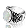 Szjinao-Anillo de ópalo para mujer, joyería islámica de Plata de Ley 925 auténtica, joyería gótica hecha a mano, joyería fina Vintage ► Foto 3/6